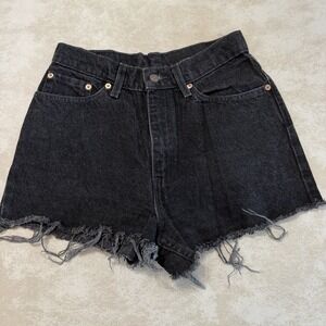 Vintage Levi's 512 USA Denim Jean Shorts Womens Juniors Size 9 Black Cut-Off 28